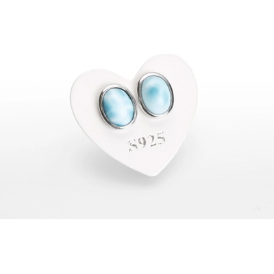 SVĚT KAMENŮ s.r.o. Stříbrné náušnice larimar v objímce ovál 00250559
