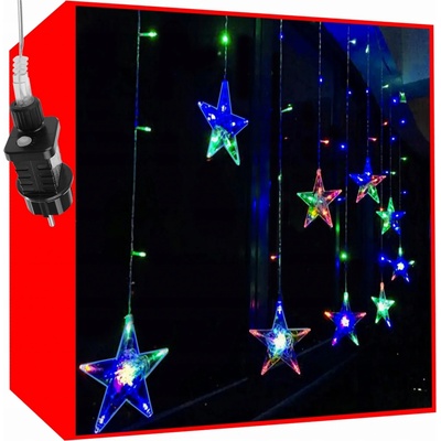 ISO 11319 Světelný závěs hvězdy 108 LED multicolor