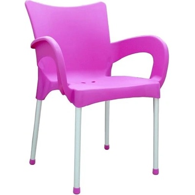 Mega Plast, plastová židle SMART (AL nohy), 83 x 57 x 54 cm, stohovatelná, růžová