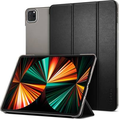 Spigen Case Smart Fold - кожен кейс и поставка за iPad Pro 12.9 M2 (2022), iPad Pro 12.9 M1 (2021) (черен)