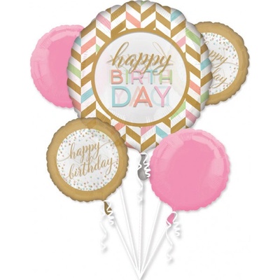 Amscan Balónkový buketHappy Birthday RŮŽOVO-ZLATÝ