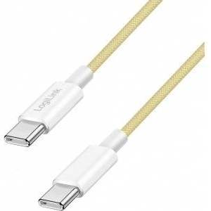 LogiLink USB 2.0 Type-C Cable C/M > C/M, Nylon, 60W yellow 1m