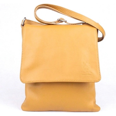 Hořčicová středně velká kožená crossbody kabelka no. 88