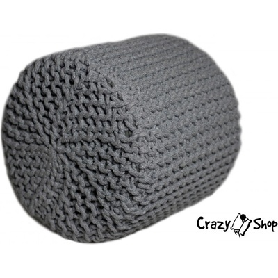 CRAZYSHOP Pletený puf CYLINDER šedý (ručne pletený)