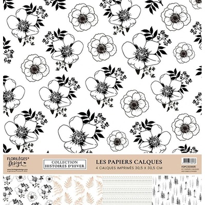 FLORILÉGES DESIGN Sada vellumových papírů 12"x12" - HISTOIRES D'HIVER