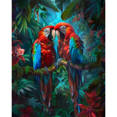 ZUTY Obrazy na stenu - PAPAGÁJ ARA ZELENOKRÍDLÝ V PRALESE Rámovanie: bez rámu a bez vypnutia plátna, Rozmer: 40x50 cm