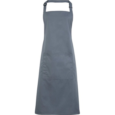 Premier Workwear Kuchyňská zástěra s laclem a kapsou Ocelová