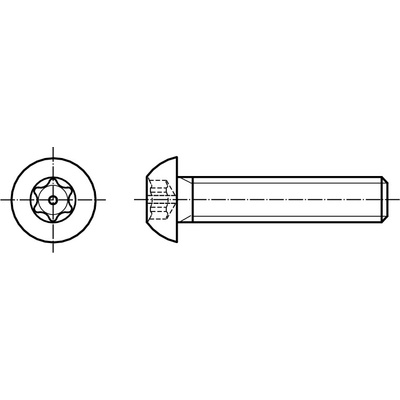PROFISTYL ISO 7380 INBUS (IMBUS) šroub půlkulatá hlava TORX SECURITY BUTTON nerez A2 Varianta: ISO 7380-1 imbus šroub půlkulatá hlava PIN TORX nerez A2 M8x30