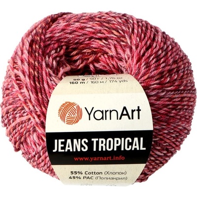 YarnArt Jeans Tropical 615 ružovo červená