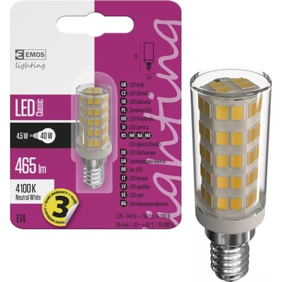 Emos LED žiarovka Classic JC 4,5W E14 neutrálna biela