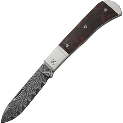 Kizer Trestle D Damascus, Acid-washed, Aluminum & Leopardwood V3760A3