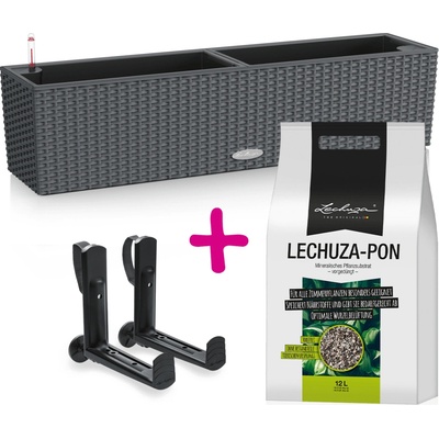 Lechuza Samozavlažovací kvetináč plastový Lechuza Balconera 80 štartovací set 80 x 19 cm s držiakom a 12 l Pon drenážou granitový