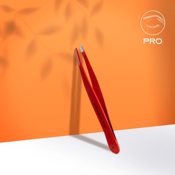 STALEKS Пинсета за вежди скосена червена Expert 11 Type 4r (TE-11/4r)