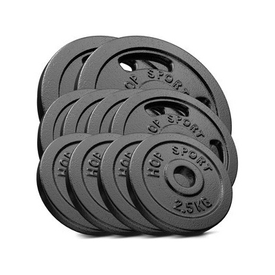 Hop-Sport Sada liatinových závaží 50kg - 2x10 2x5 4x2,5 8x1,25 - 31mm
