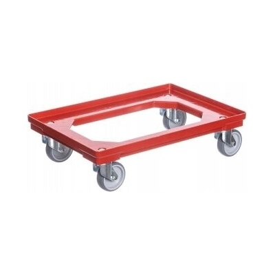 PK Group Vozík pod přepravky 4 otočná gumové kolečka 100 mm červený