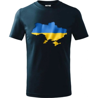 Ukrajina vlajka mapa tričko Tmavomodrá