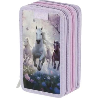 Herlitz Ученически несесер троен c 31 части, 3 ципа, Whisper Mane - Herlitz