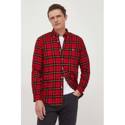 Polo Ralph Lauren pánska bavlnená košeľa regular s golierom button-down 710926921 červená