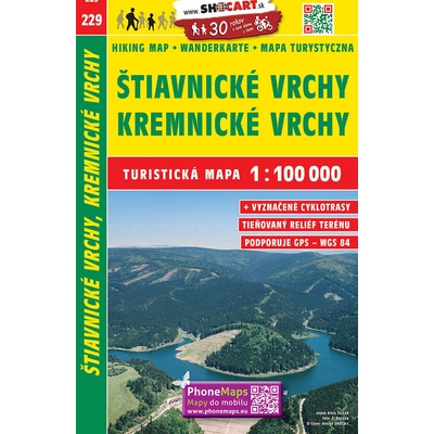 Štiavnické vrchy Kremnické vrchy turistická mapa 1:100 000