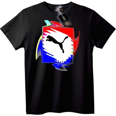 NOONEBRAND Puma Абстрактно Лого Тениска - 2XL, Black