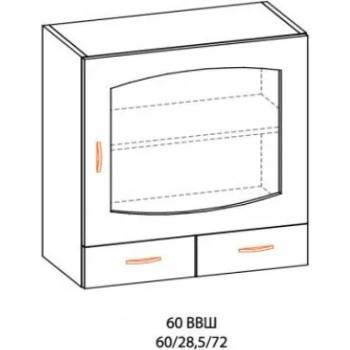 Image 1 of Мебелна фабрика НОВ ДОМ - гр. Ямбол Горен шкаф с витрина и чекмедже Паула (4281)