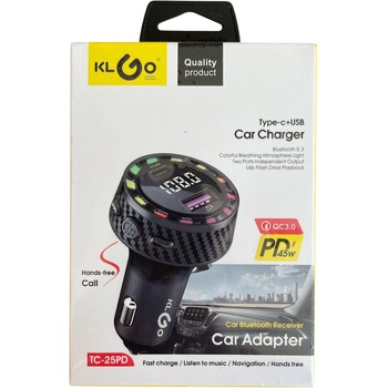 KLGO Зарядно за кола / fm трансмитер klgo tc-25pd 45w 12 / 24v