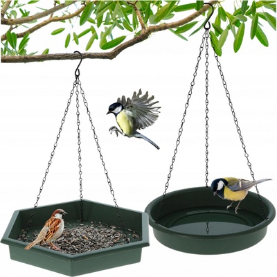 ProGarden Závesné kŕmidlo + napájadlo pre vtáky Duo 45 x 28 cm + 43 x 25 cm plast zelená