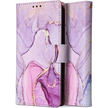 Tech-Protect Кожен Калъф с Джобове за Samsung A55, Tech-Protect Wallet Marble Book Case, Лилав (5906203692194)