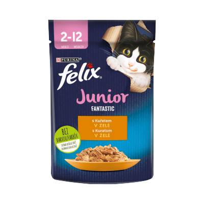 Felix Cat Junior Kapsička Fantastic Kura a losos v želé 85g