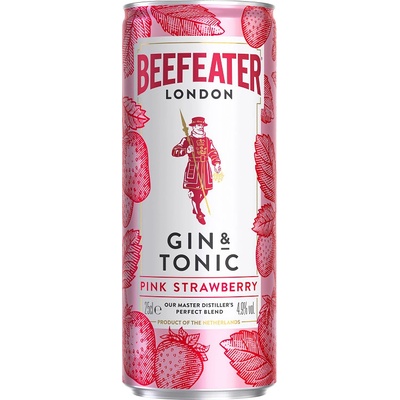 Beefeater Pink Strawberry Gin And Tonic 4,9 % 0,25 l (plech)