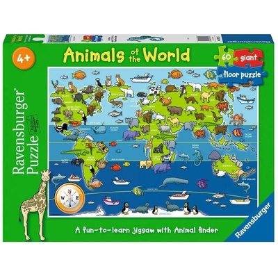 RAVENSBURGER Obrovské podlahové Zvířata světa 60 dílků