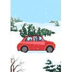 GloryArt Коледна картичка GloryArt - Кола и елха (CGGC095)