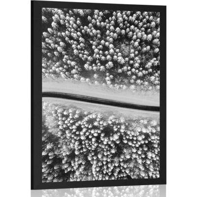 Plakát pohled na zimní krajinu v černobílém provedení - 20x30 white