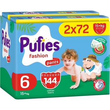 pufies Пелени гащи Pufies Fashion - Extra Large, размер 6, 15+ kg, 144 броя, Mega Pack 2 (54000242)