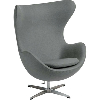 D2.DESIGN Moderní šedé křeslo ušák Jajo z kašmíru houpací a otočné