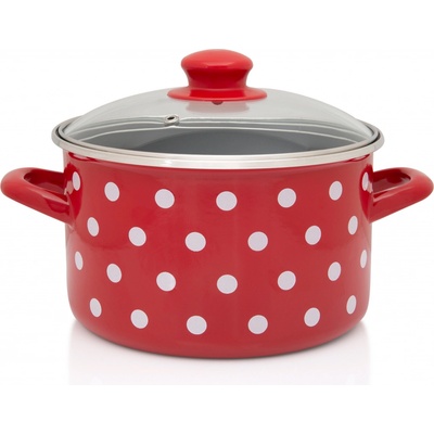 Metalac Červený puntík Hrnec se skl. poklicí 22 cm 5 l černý vnitřek