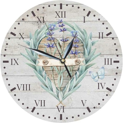 Dřevěné nástěnné hodiny 24 cm pro milovníky Provence - Levandule