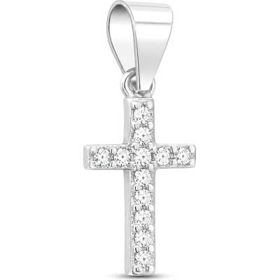 Argento Strieborný prívesok krížik číre okrúhle zirkóny 85564
