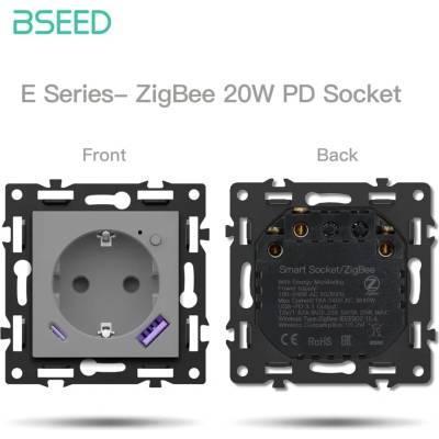 BSEED Zigbee inteligentná zásuvka - Echo Click Sivá F Áno