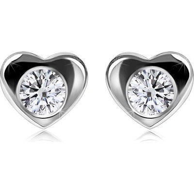 Šperky eshop briliantové z bílého zlata lesklé srdce kulatý diamant puzetky S3BT509.37