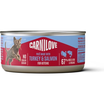 CARNILOVE Cat CAN Paté Made with Turkey & Salmon for Kittens 100 g