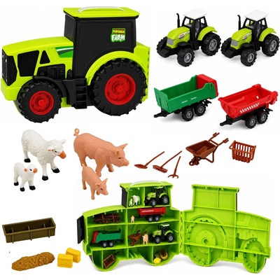 LEAN Toys Farmářská sada v traktoru přenosná farma 28 dílů