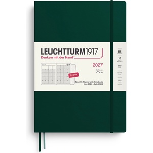 Leuchtturm1917 monthly planner with notebook 2027 Composition (B5) - English, Forest Green, softcover, 16 months, 132 note pages dotted with table of contents - 400340 (400340)