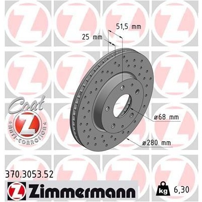 Brzdový kotúč ZIMMERMANN 370.3053.52