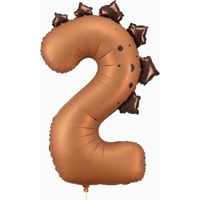 PartyDeco Balónek fóliový číslo 2 Dinosaurus 92 cm