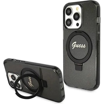 GUESS Кейс Guess Ring Stand Script Glitter MagSafe за iPhone 13 Pro Max, черен (GUE003418-0)
