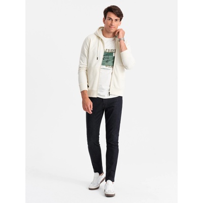 Ombre Clothing Мъжки памучен суитчър BASIC с цип Ombre Clothing Ombre Clothing | Byal | МЪЖЕ | L