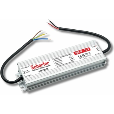 KPLED, LED napájecí zdroj Scharfer, 24V, 200W, 8,33A, IP67, SLIM, 7 let záruka