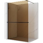 Mexen Kioto+ Душ преграда с рафт Walk-in 90 x 200 см, бронз 8 мм, черна - 800-090-121-70-32 (800-090-121-70-32)