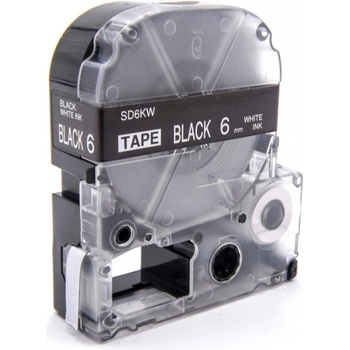 Compatible Epson LK-SD6KW, 6mm x 9m, бял печат / черен фон, съвместима лента (LKSD6KW)
